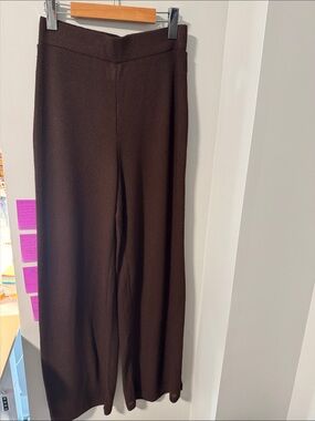 Wide-Leg Knit Pants in Brown / bathing suit cover up